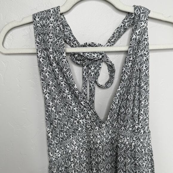 Lulus Casablanca Queen Black/White Dress Print Halter Maxi S Deep Plunge Slit - Picture 9 of 16